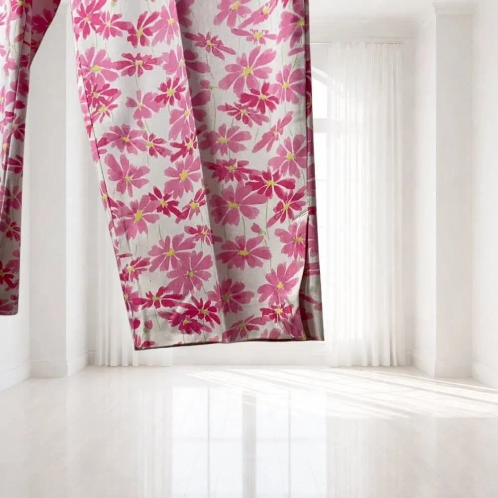Liz Claiborne Woman Michaela Floral Ankle Pants 16W Pink Stretch Cotton Career - Picture 7 of 14